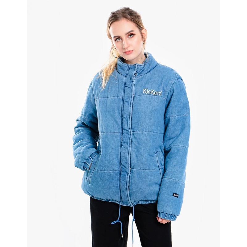Kickers Womens Denim Puffer Jacket – Mid Blue