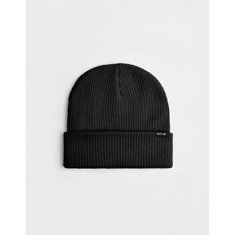 Route One Recycled Fisherman Beanie – Black
