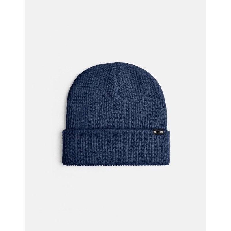 Route One Recycled Fisherman Beanie – Navy