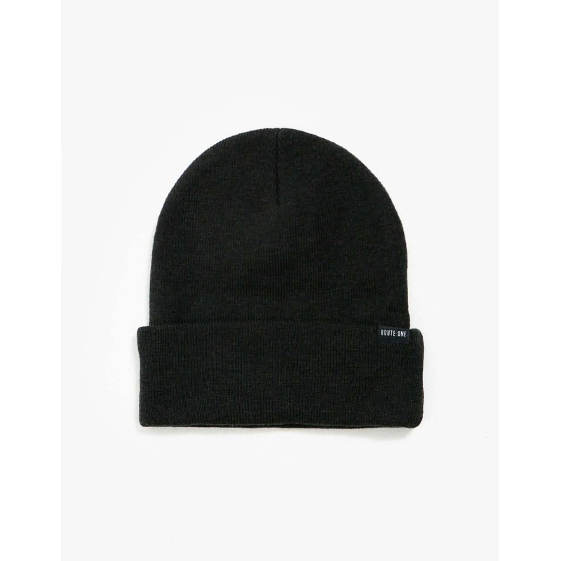 Route One Recycled NY Cuff Beanie – Black