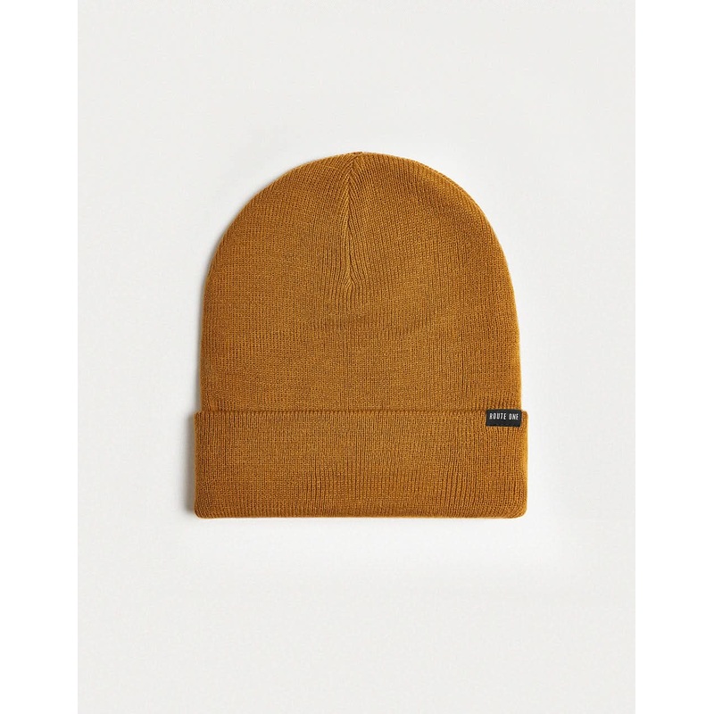 Route One Recycled NY Cuff Beanie – Brown