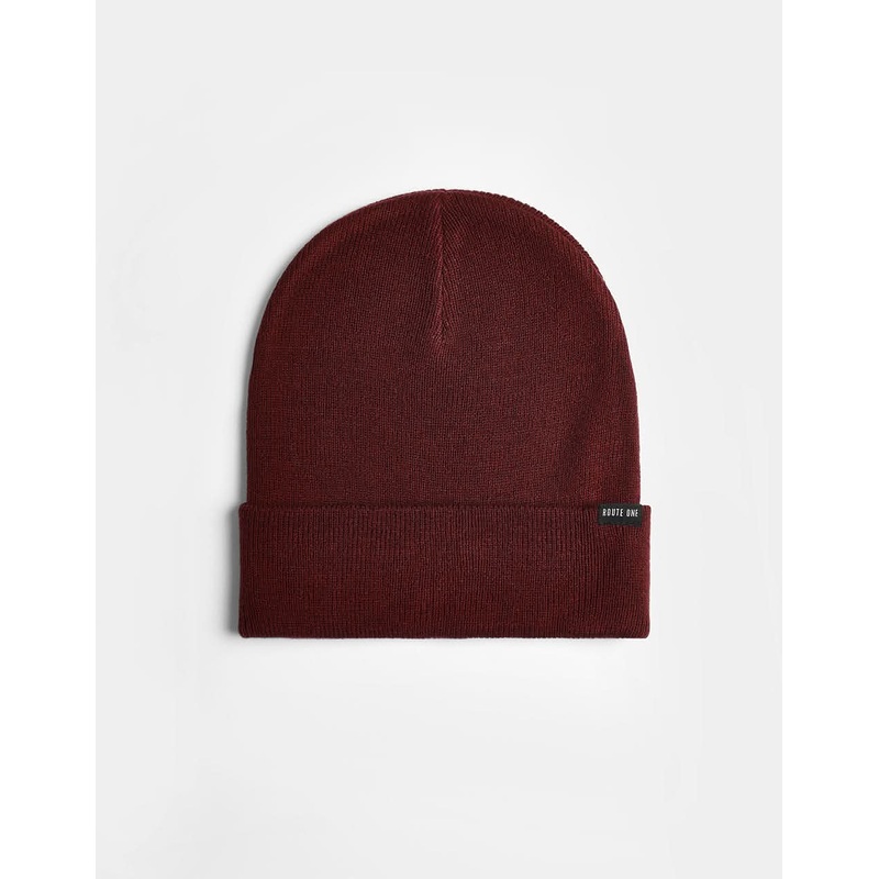 Route One Recycled NY Cuff Beanie – Burgundy