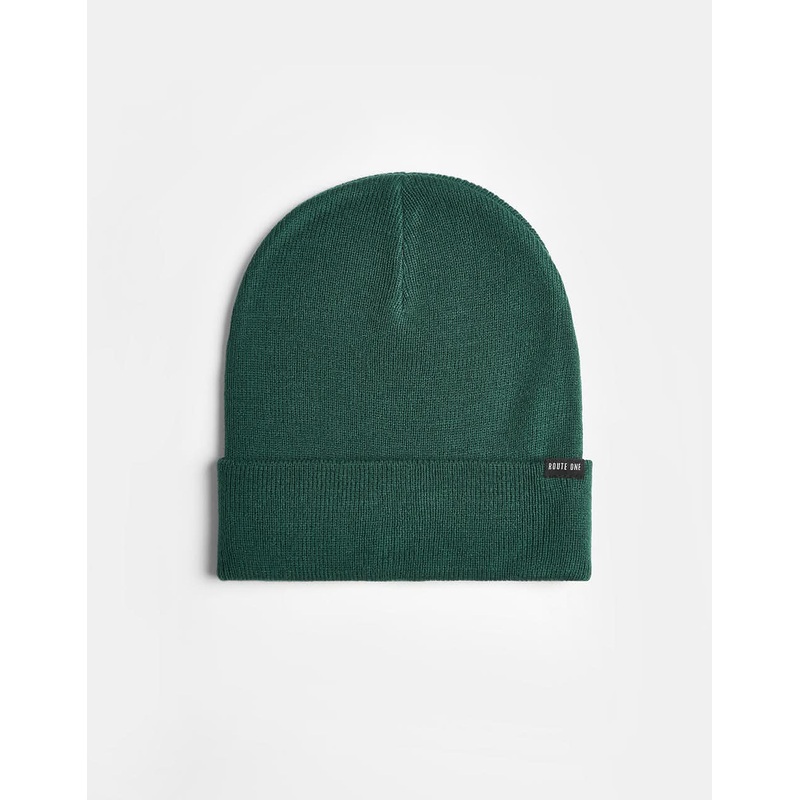 Route One Recycled NY Cuff Beanie – Forest Green