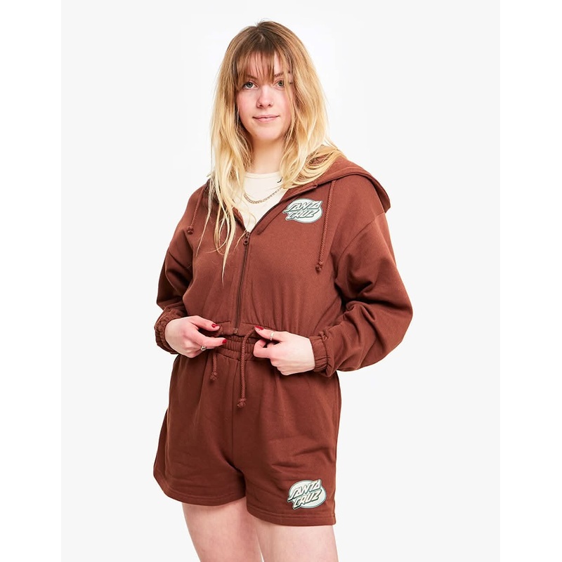 Santa Cruz Womens Lined Oval Dot Zip Hood – Sepia