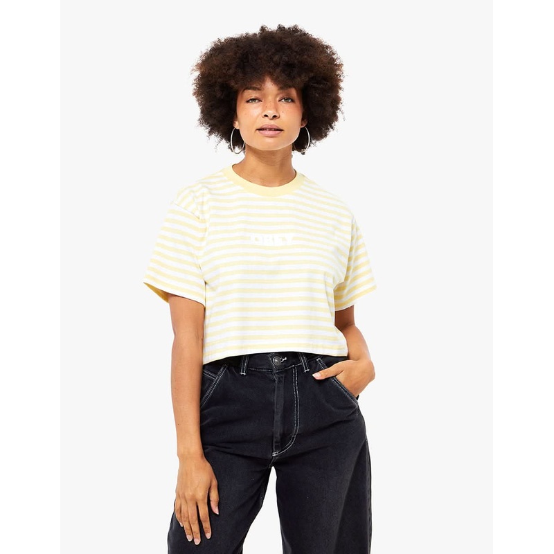 Obey Womens Brody Box T-Shirt – Butter Multi