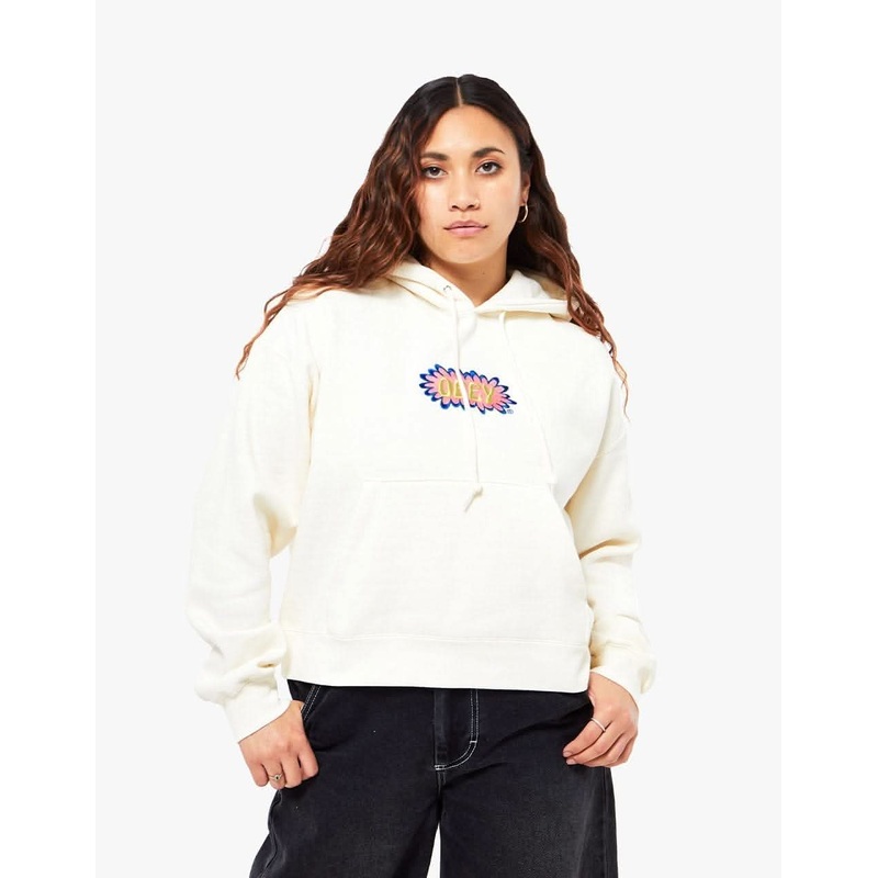 Obey Womens Bubble Cropped Pullover Hoodie – Unbleached