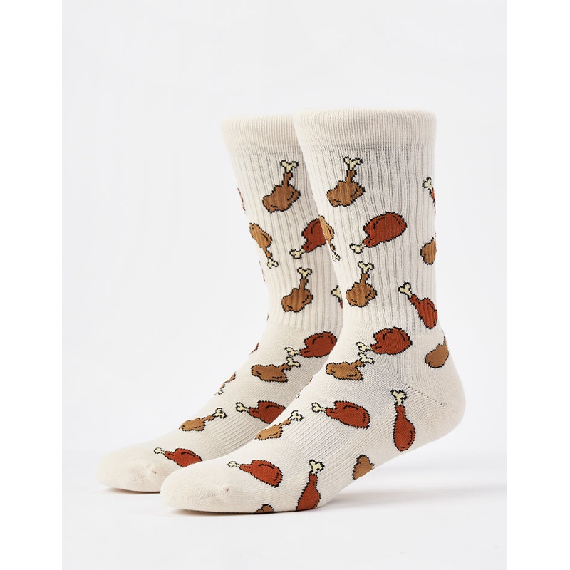 Route One Fried Chicken Crew Socks – Natural