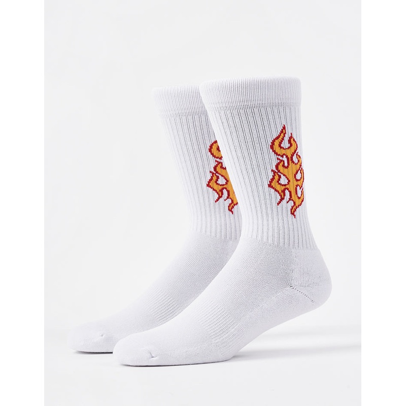 Route One Hot Rod Crew Socks – White