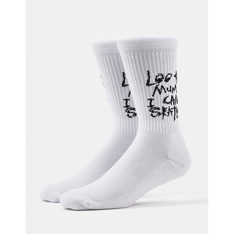 Route One I Can Skate Crew Socks – White
