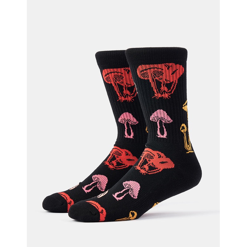 Route One Poisonous Mushrooms Crew Socks – Black