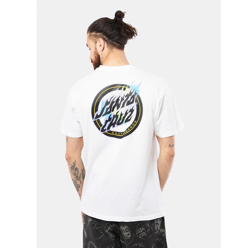 Santa Cruz Holo Flamed Dot T-Shirt – White