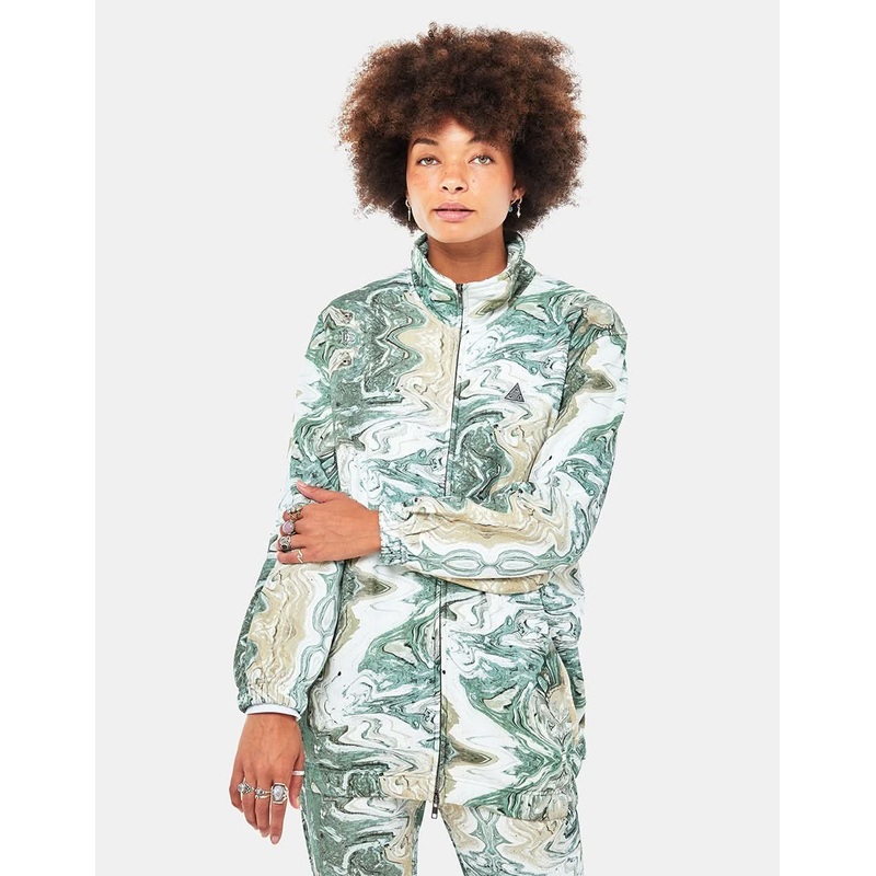HUF Womens Swirl Oversized Full Zip Fleece – Olive