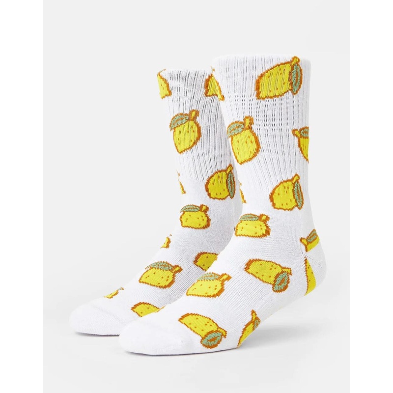 Route One Lemons Crew Socks – White