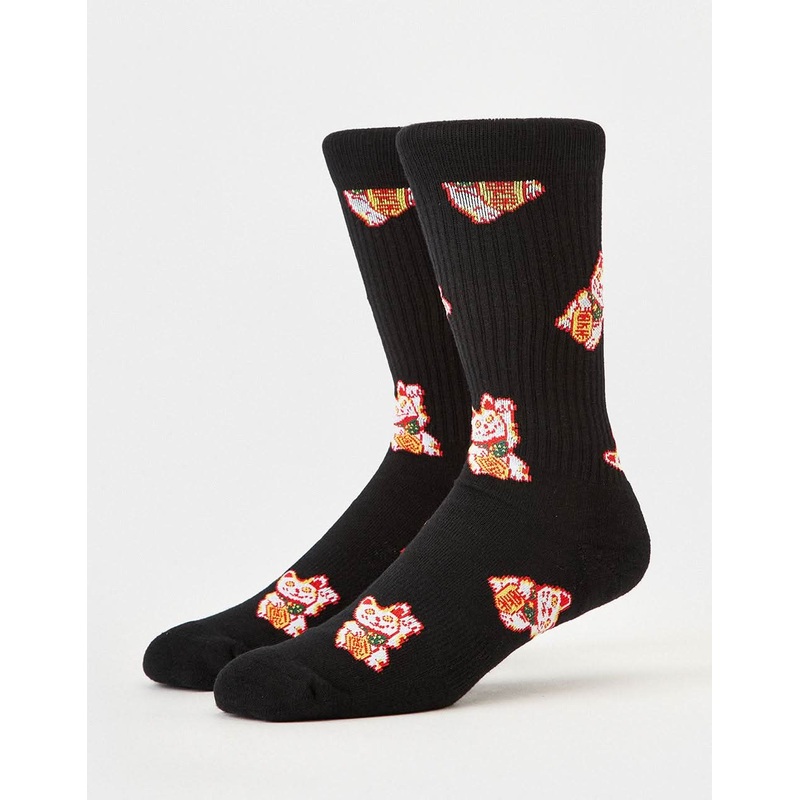 Route One Lucky Cat Crew Socks – Black