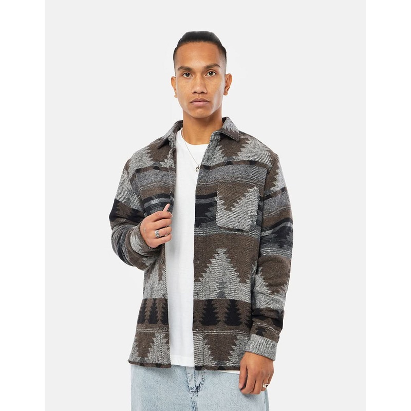 Route One Navajo Heavyweight Flannel Shirt – Charcoal