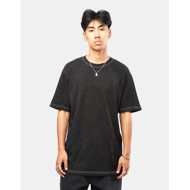 Route One Organic Contrast Stitch T-Shirt – Black