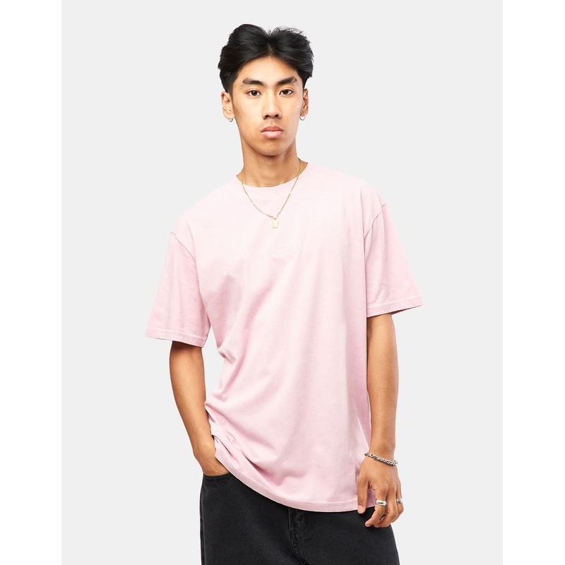 Route One Organic Contrast Stitch T-Shirt – Pale Blossom