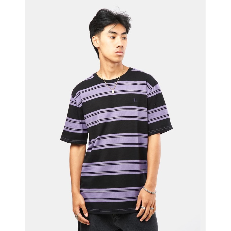 Route One Organic Lewis Stripe T-Shirt – Black/Dove