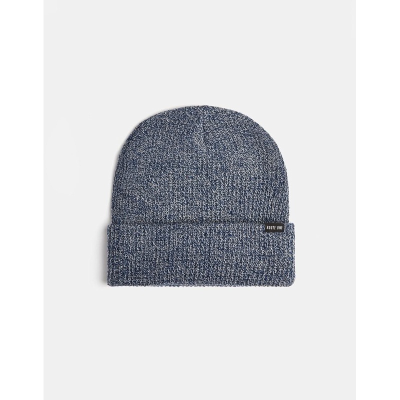 Route One Recycled Fisherman Beanie – Heather Blue