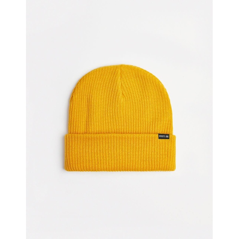 Route One Recycled Fisherman Beanie – Mustard