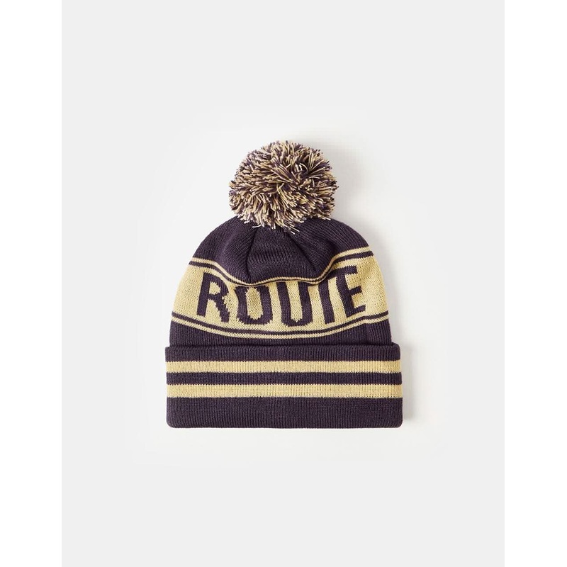 Route One Recycled  Varsity Bobble Beanie – Dove/Ivory Cream
