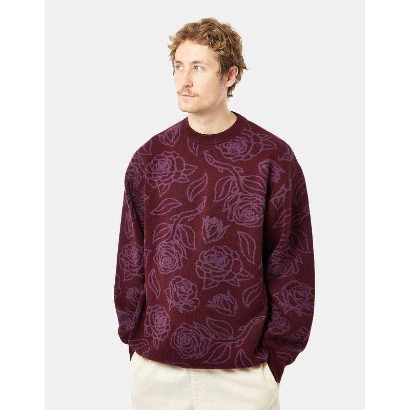 Route One Roses Knitted Sweater – Port/Dove