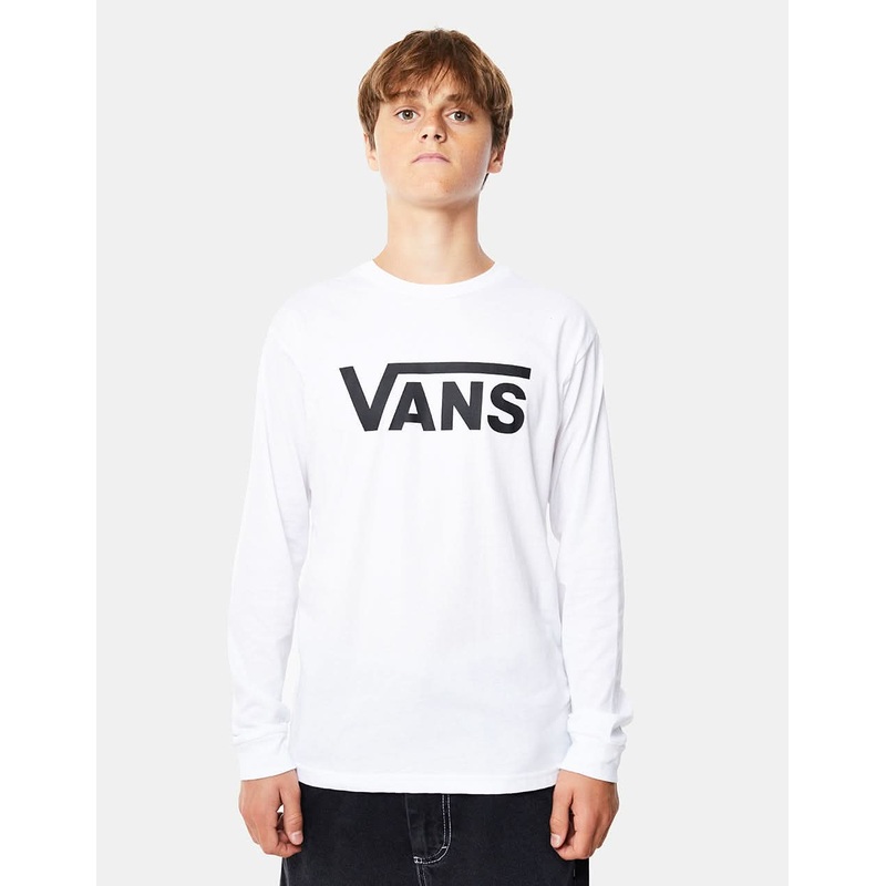 Vans Classic LS Kids T-Shirt – White/Black