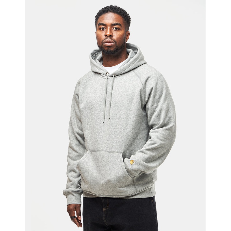 Carhartt WIP Hooded Chase Sweatshirt – Grey Heather/Gold