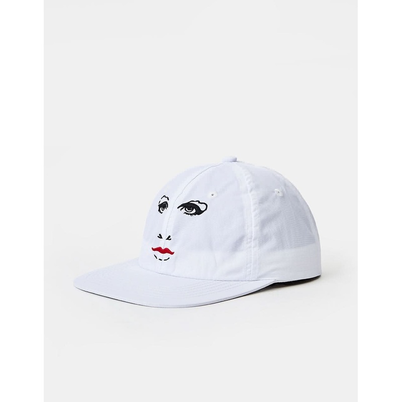 Hopps Face Embroidered Snapback Cap – White