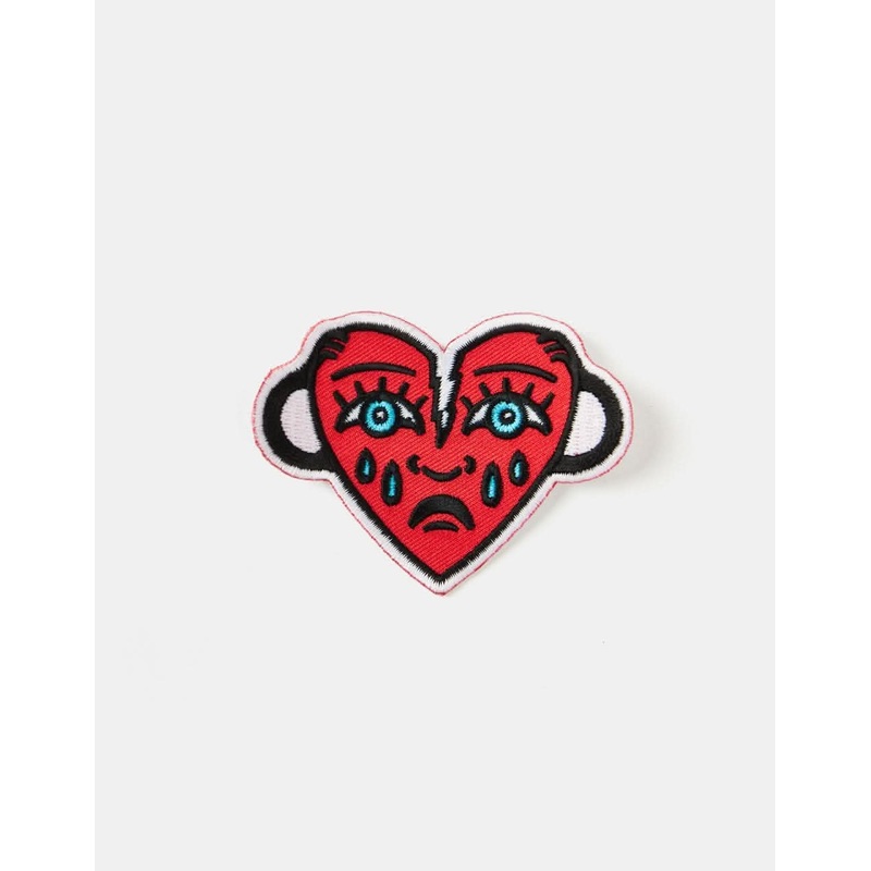 Route One Broken Heart Embroidered Patch – Red