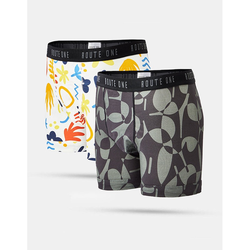 Route One Classic Boxer Shorts 2 Pack – Tropical/Letters