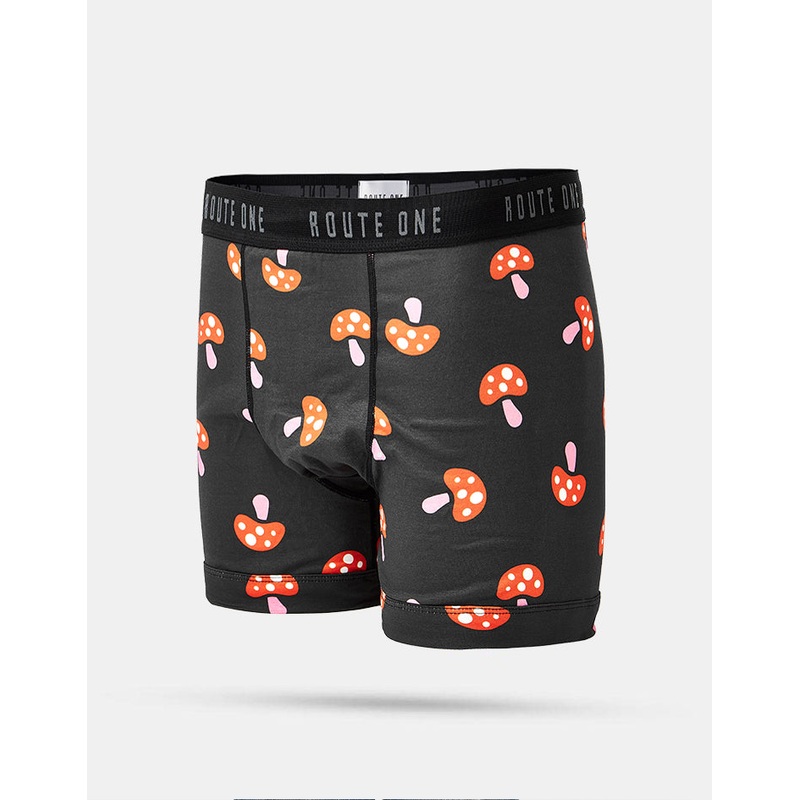 Route One Classic Boxer Shorts – Shrooms (Black)