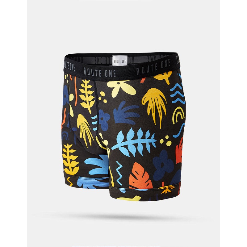 Route One Classic Boxer Shorts – Tropical (Black)