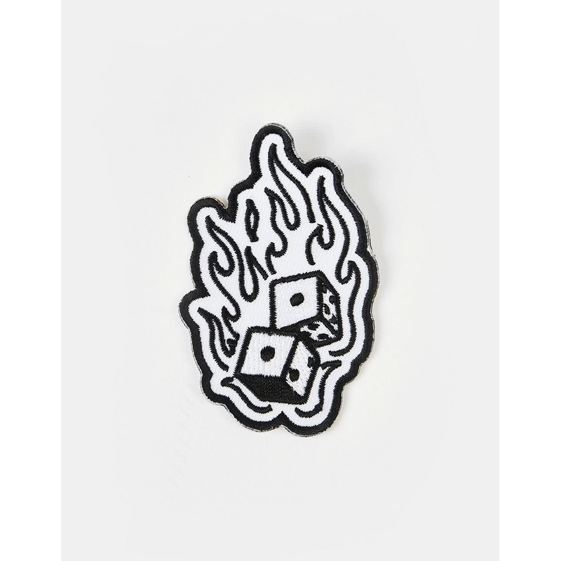 Route One Fire Dice Embroidered Patch – White