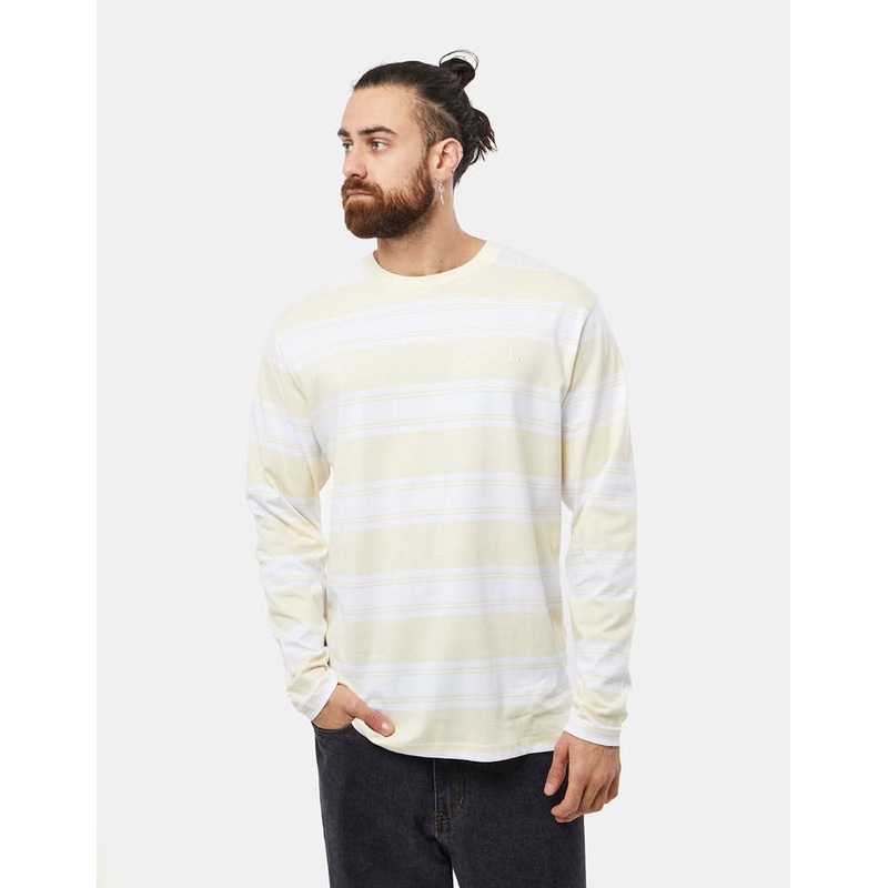 Route One Lewis Stripe L/S T-Shirt  – Cloud Cream/White