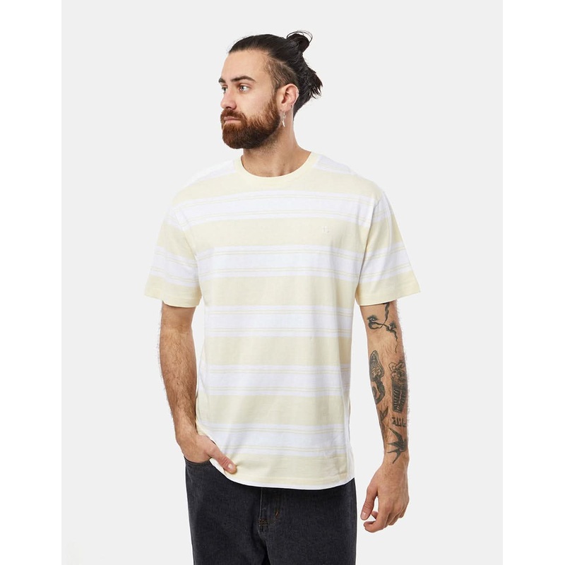 Route One Lewis Stripe T-Shirt  – Cloud Cream/White