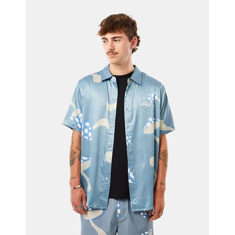 RIPNDIP Euphoria Button Up Shirt – Light Slate