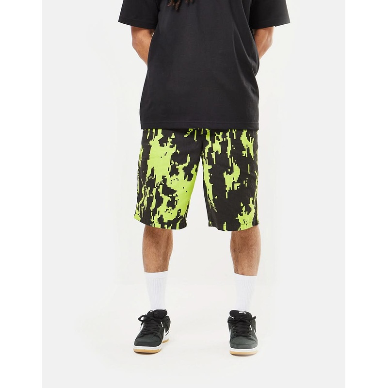 Route One Organic Beach Shorts – Pixel Lime Green/Black