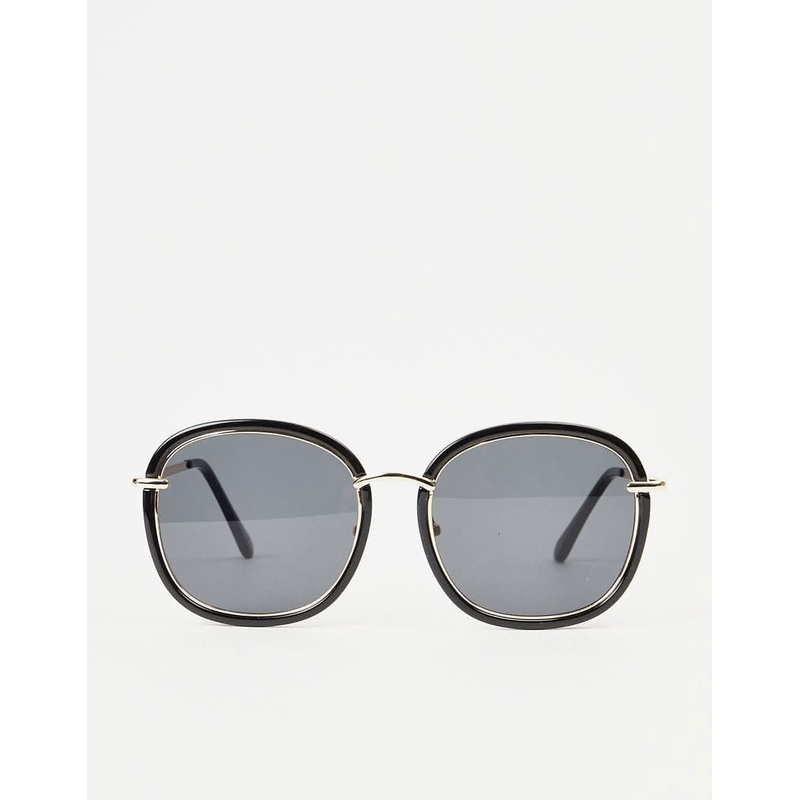 Route One Rimmed Sunglasses – Black/Gold (Black Lens)