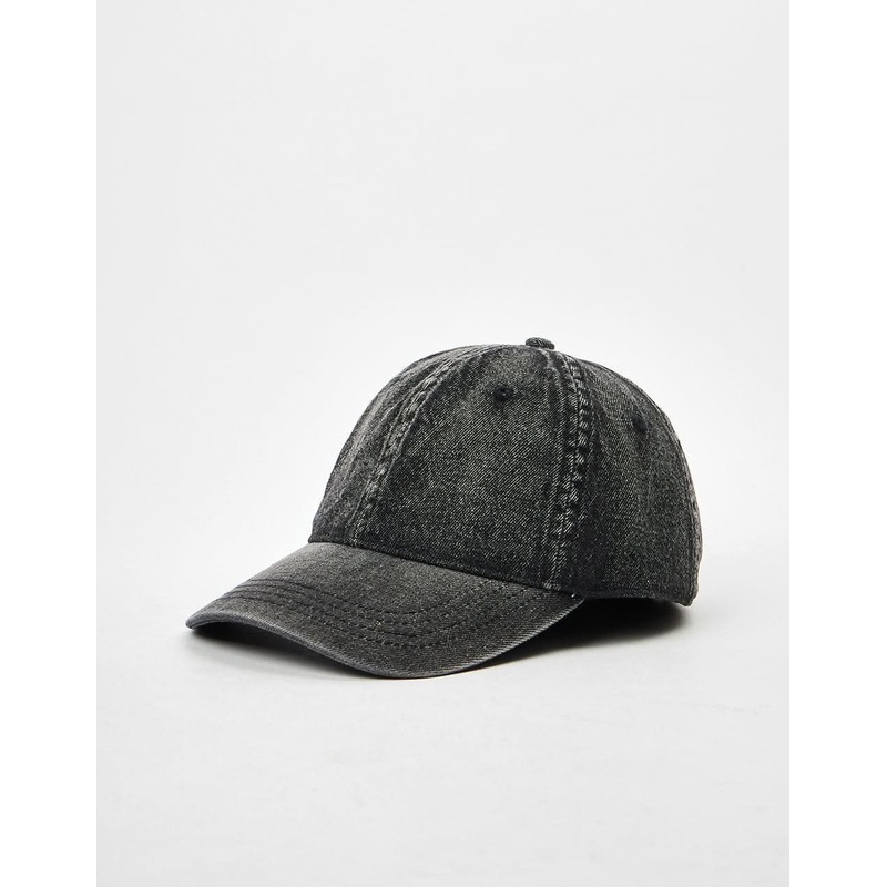 Route One Bleached Denim Dad Cap – Black Denim
