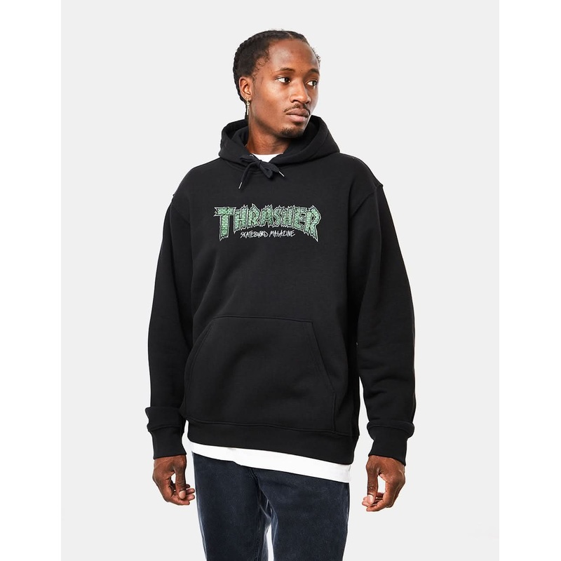 Thrasher Brick Pullover Hoodie – Black