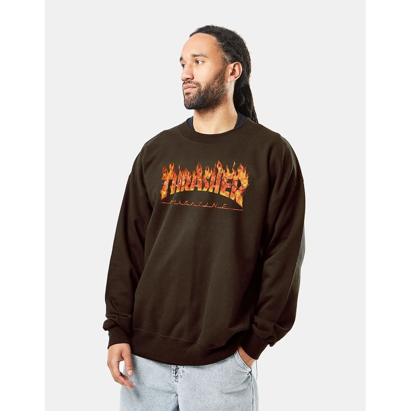 Thrasher Inferno Crewneck – Dark Chocolate