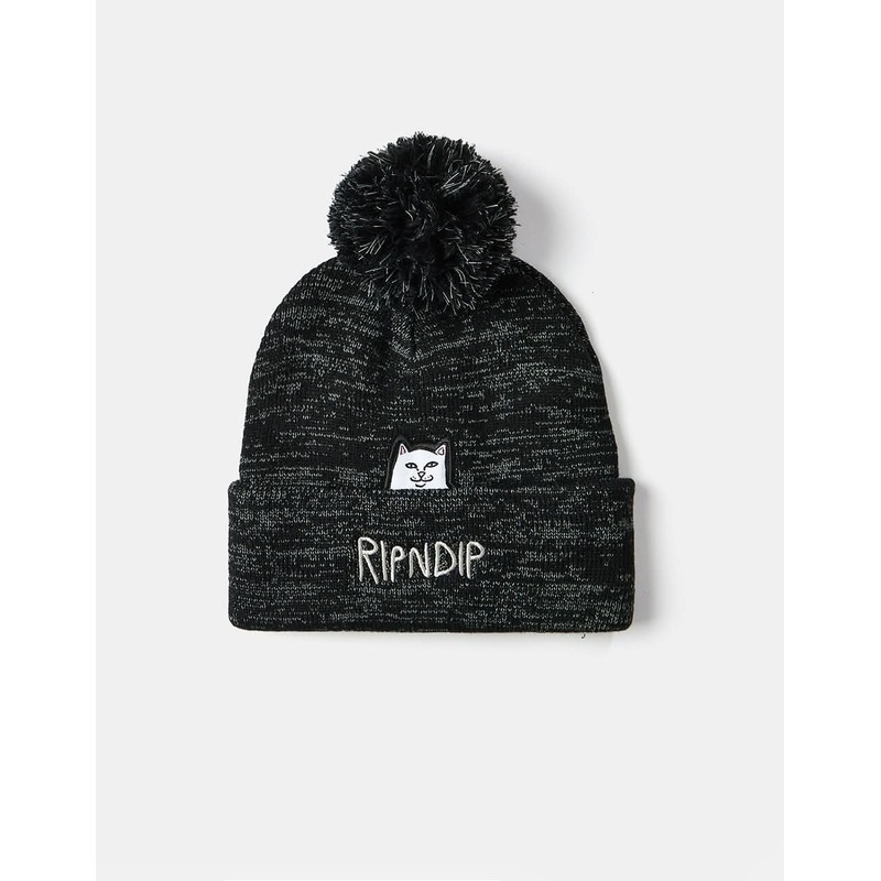 RIPNDIP Lord Nermal Pom Beanie – Black & Charcoal