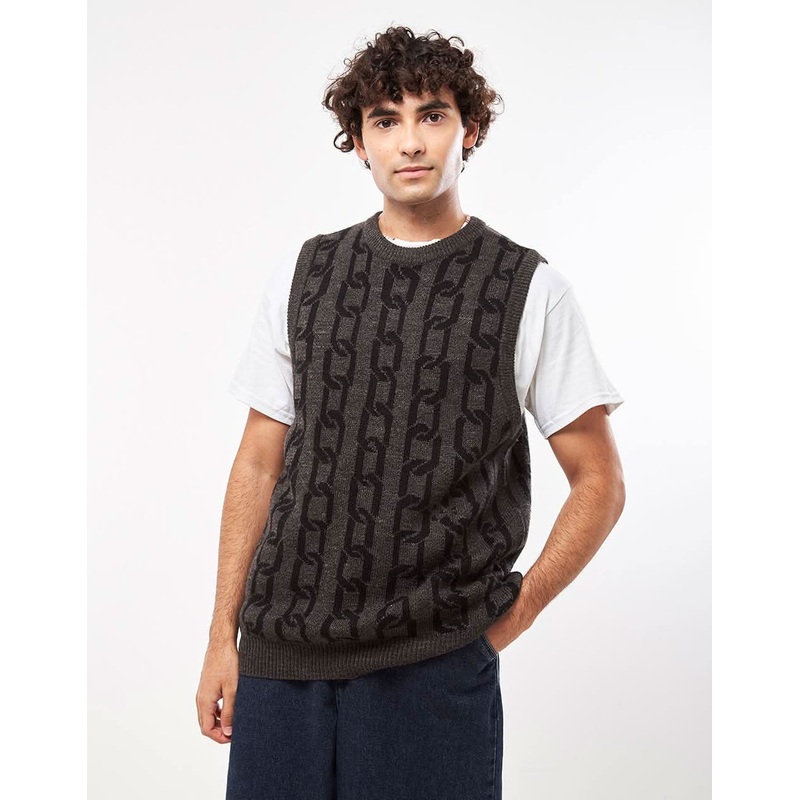 Route One Chains Knitted Vest – Charcoal