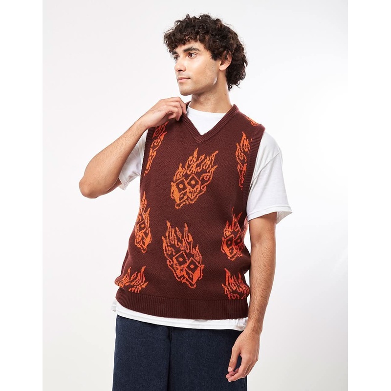 Route One Dice Knitted Vest – Cappuccino