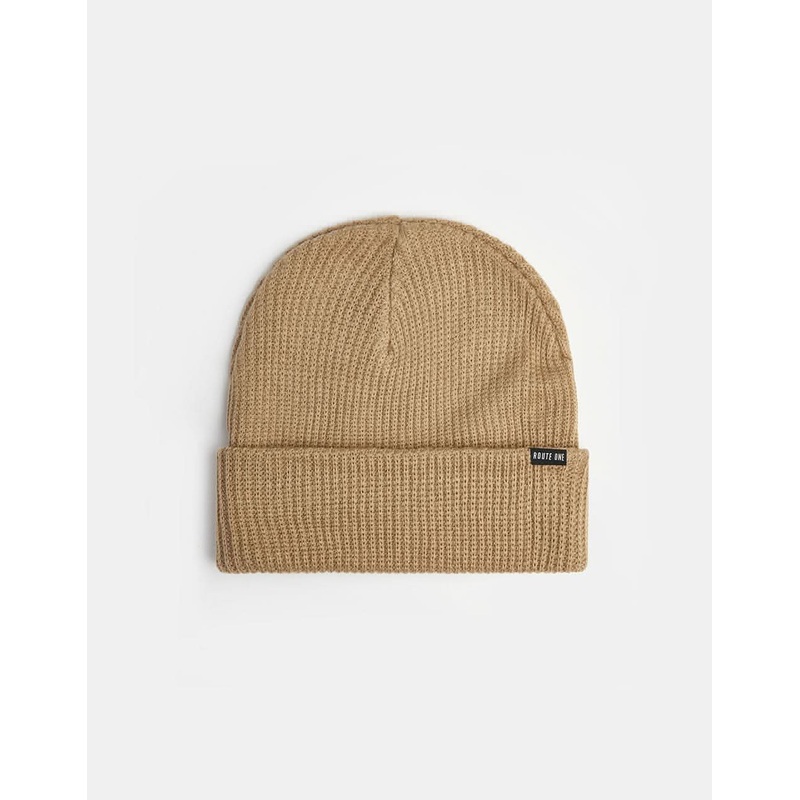 Route One Recycled Fisherman Beanie – Desert Taupe