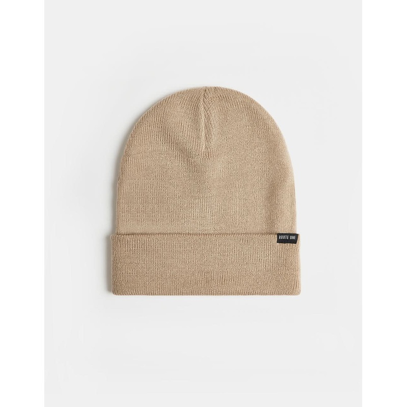 Route One Recycled NY Cuff Beanie – Desert Taupe