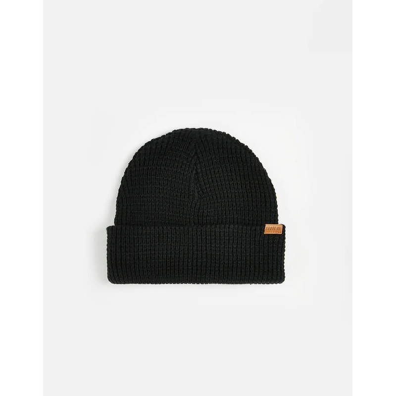 Route One Recycled Waffle Fisherman Beanie – Black