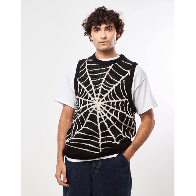 Route One Spiderweb Knitted Vest – Black