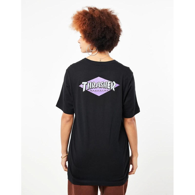 Santa Cruz x Thrasher Womens Diamond Dot Boyfriend T-Shirt – Black